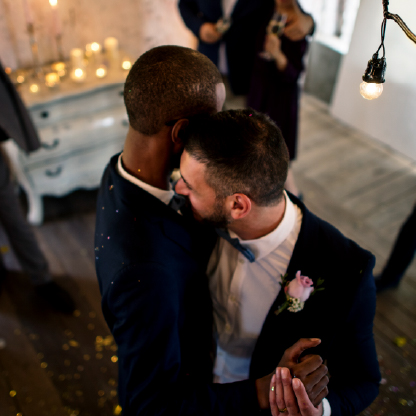 two men dancing at their wedding